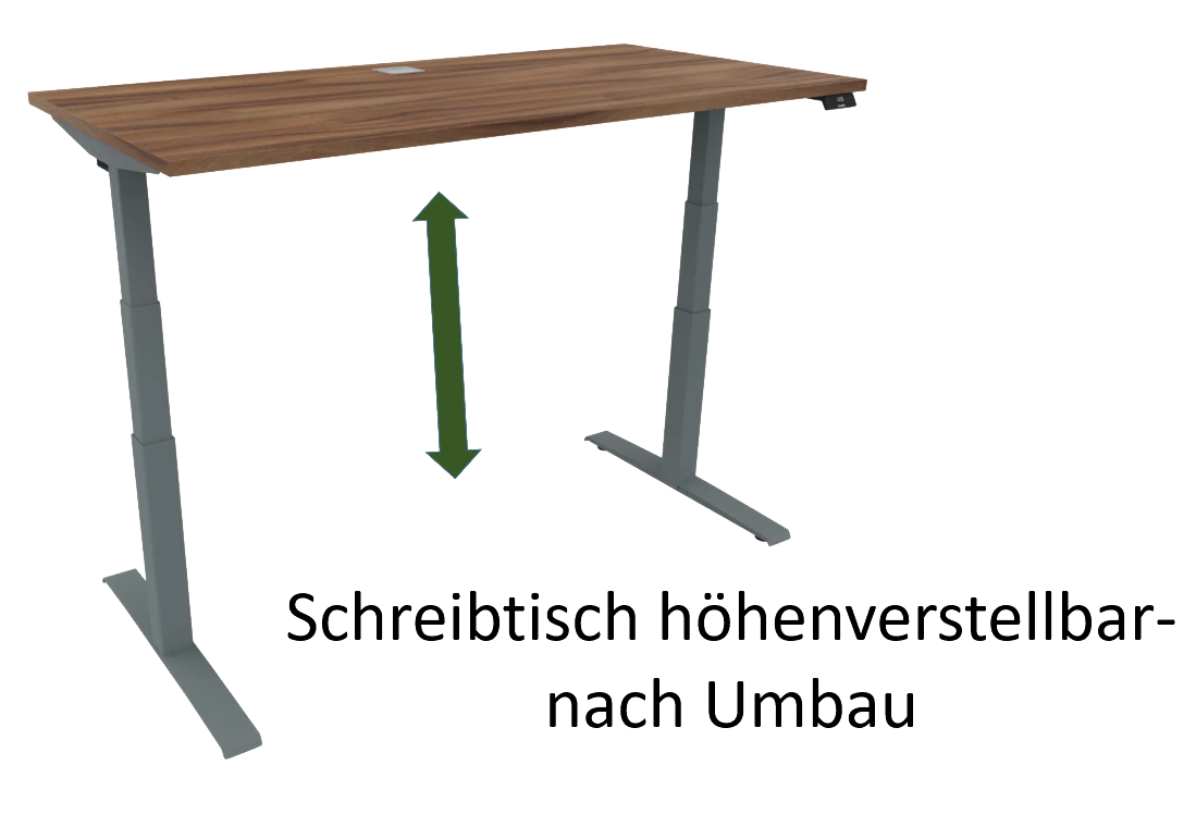 Schreibtischumbau Weimar und Umgebung - Schreibtisch nach Umbau zum höhenverstellbaren Schreibtisch