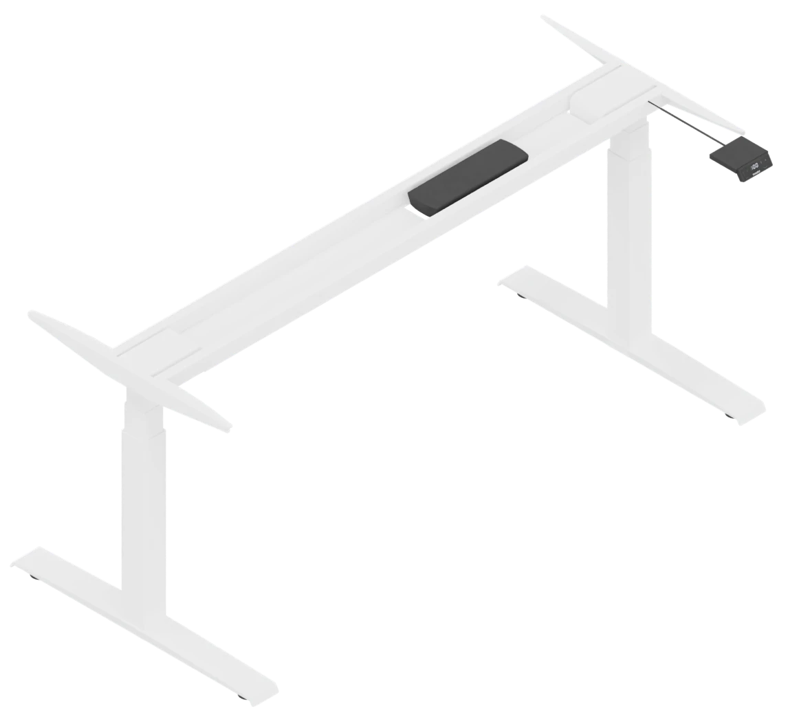 Schreibtisch umrüsten zum E-Schreibtisch mit elektrisch höheneverstellbaren Tischgestell in Weiß
