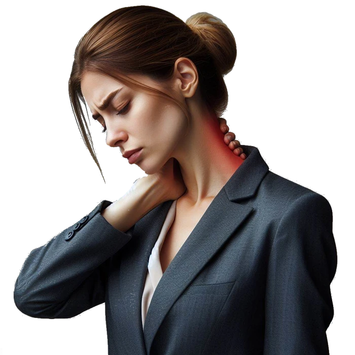 Image Business Frau mit schmerzhaften Nackenschmerzen