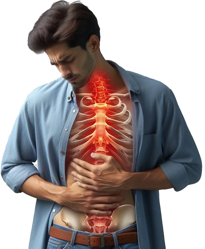Image Mann mit Schmerzen in der Brustwirbelsäule