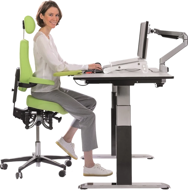 Image Schreibtisch Steh-Sitz-Stuhl OneUp Bürostuhl gegen Rückenschmerzen
