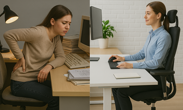 Vergleich schlechter und optimierter Arbeitsplatz